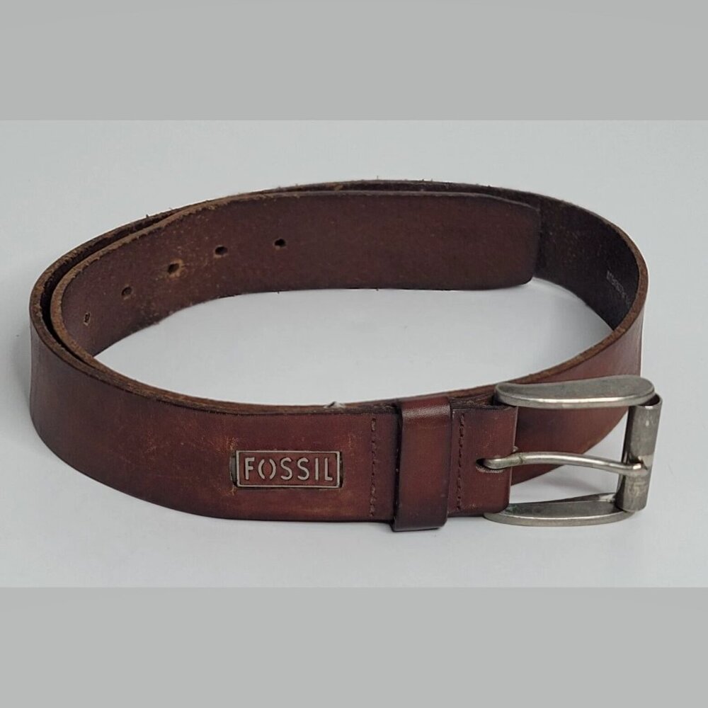 Fossil Belt Mens Brown Distressed Leather MB3078 200 Sz 34 85/34